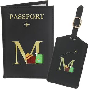 uxcell Passport Holder for Travel, Leather Passport Cover Book Holder Initial Luggage Tag Set Travel Essentials Suitcase Cover Wallet Case for Women Men Family, Personalized Pink K in Saudi Arabia
