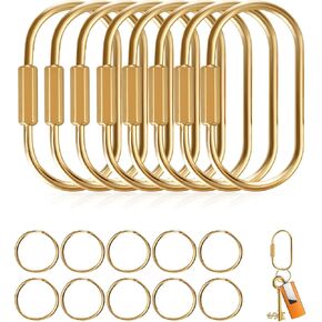 حلقات مفاتيح نحاسية، حامل منظم سلسلة مفاتيح ذهبية للرجال والنساء مع قفل لولبي آمن، حقيبة محفظة لطيفة لحقائب اليد، مشبك حلقة تسلق صغير لمقود الكلاب وعلامات الحيوانات الأليفة (8 عبوات) in Kuwait