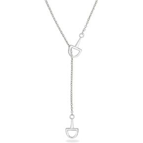 Dainty Horsebit Lariat باللون الفضي أو الذهبي، قلادة Y للفروسية بسيطة، مجوهرات غربية من النحاس المطلي بالفضة، قلادة على شكل قطرة خفيفة الوزن وحديثة للارتداء اليومي. هدية الحصان لها in Kuwait