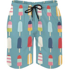 Watercolor Popsicles Men's Swim Trunks Colorful Popsicles Summer Swimming Shorts Funny Bathing Pants with Pockets in Saudi Arabia