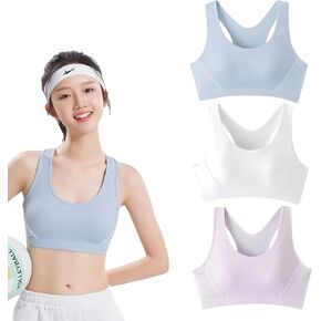 حمالة صدر للتدريب للفتيات مع ظهر متسابق ناعم ومطاط ومبطن بدون خياطة للمراهقين، حمالات صدر رياضية لليوجا والتشجيع من 8 إلى 16 عامًا in Kuwait