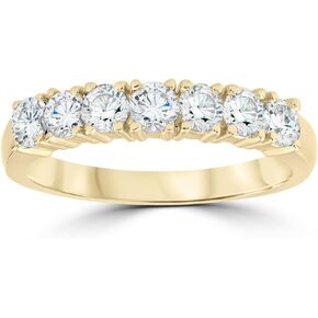 P3 POMPEII3 1ct Diamond Wedding Ring Anniversary 14k Yellow Gold 7-Stone Womens Band in Kuwait