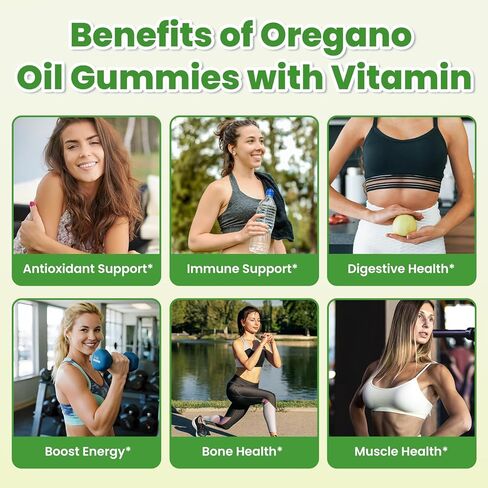 Oil of Oregano Gummies with Black Seed Oil + Vitamin D3, Oregano Oil Organic High Carvacrol, Immune & Digestive Support, Antioxidant Support, 60 Gummies in Saudi Arabia