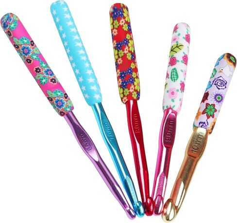 Coopay Large Crochet Hooks 10mm 9mm 8mm 7mm 6.5mm Crochet Hook Set for Crocheting, Mermaid Crochet Needles for Arthritic, Warm Crochet Hooks for Chunky Yarn, Pretty Knitting & Crochet Supplies in Kuwait