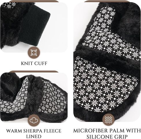 Women's Winter Warm Mittens Faux Fur Gloves Convertible Fingerless Sherpa Lined Cold Weather in Saudi Arabia