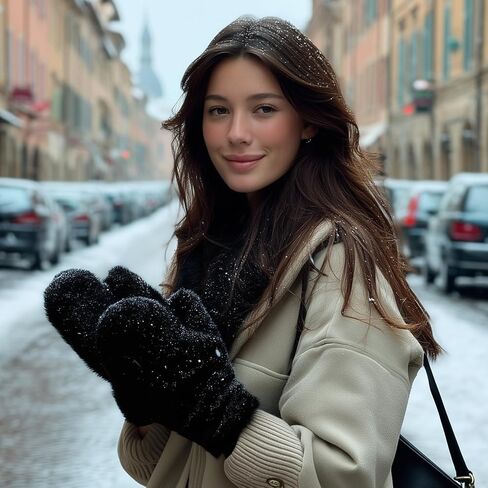 Women's Winter Warm Mittens Faux Fur Gloves Convertible Fingerless Sherpa Lined Cold Weather in Saudi Arabia