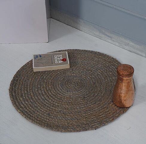 Handmade Natural Fiber Round Collection 2' Round Natural Handmade Boho Charm Farmhouse Jute Area Rug (Black) in Saudi Arabia