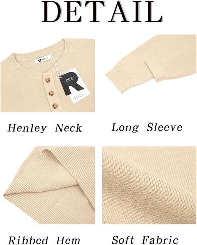 سترة Runcati الرجالية Henley Knit بأكمام طويلة وسترات صوفية بأزرار ربعية كاجوال للخريف in Kuwait