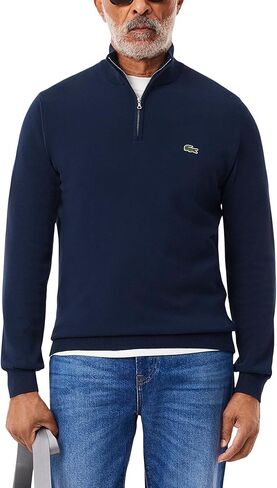 Lacoste Men's Zip-up High-Neck Cotton Sweater in Saudi Arabia