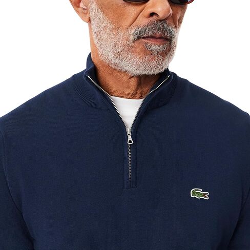 Lacoste Men's Zip-up High-Neck Cotton Sweater in Saudi Arabia