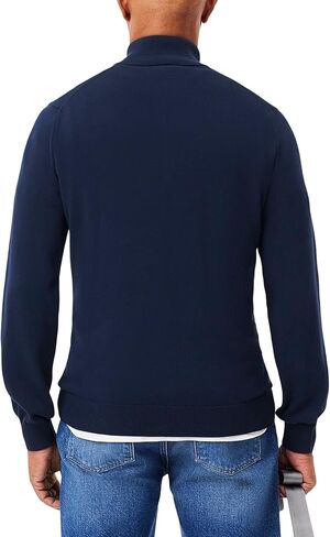 Lacoste Men's Zip-up High-Neck Cotton Sweater in Saudi Arabia