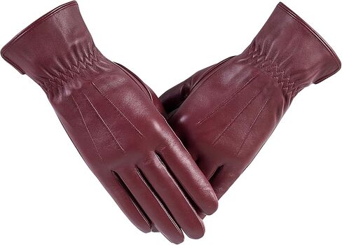 Winter Womens Fashion Leather Gloves Warm Cashmere Lining Touchscreen Texting Windproof Driving Gloves in Saudi Arabia