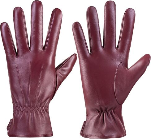 Winter Womens Fashion Leather Gloves Warm Cashmere Lining Touchscreen Texting Windproof Driving Gloves in Saudi Arabia