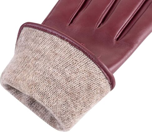 Winter Womens Fashion Leather Gloves Warm Cashmere Lining Touchscreen Texting Windproof Driving Gloves in Saudi Arabia