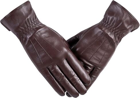 Winter Womens Fashion Leather Gloves Warm Cashmere Lining Touchscreen Texting Windproof Driving Gloves in Saudi Arabia