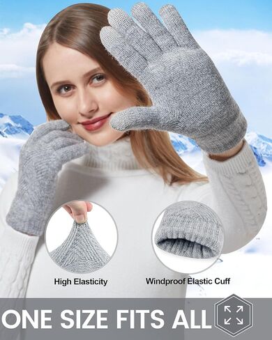 Winter Gloves for Women Touch Screen Elastic Thermal Knit Lining Warm Gloves for Cold Weather in Saudi Arabia
