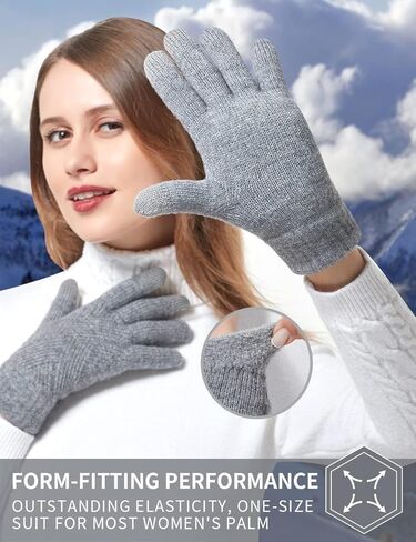Winter Gloves for Women Touch Screen Elastic Thermal Knit Lining Warm Gloves for Cold Weather in Saudi Arabia