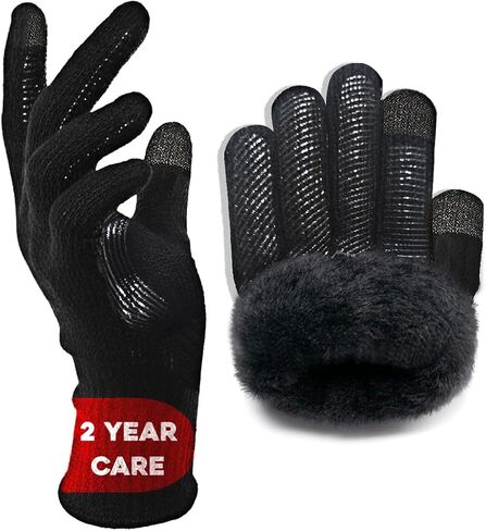 Womens Winter Gloves for Cold Weather, Coziest Warm Glove, Double Lining with Touch Screen, Anti-Slip for Running in Saudi Arabia