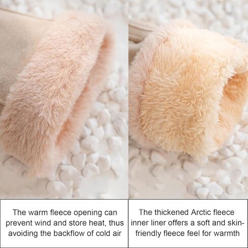 Elegant Apricot Fleece Gloves – Premium Thickened Thermal Hand Warmers for Women in Saudi Arabia
