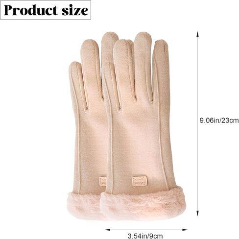 Elegant Apricot Fleece Gloves – Premium Thickened Thermal Hand Warmers for Women in Saudi Arabia