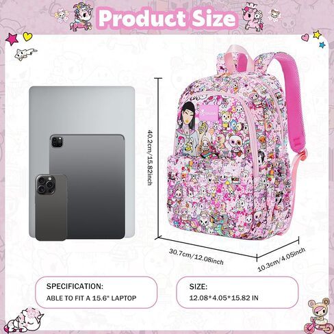 حقيبة ظهر Tokidoki Unicorno حقيبة كتف يومية ذات سعة كبيرة حقيبة سفر محمولة حقيبة ظهر كاجوال حقيبة سفر كرتونية (نزهة هانامي) in Kuwait