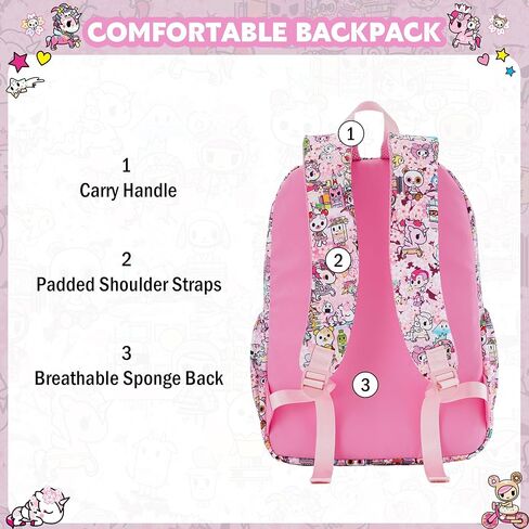 حقيبة ظهر Tokidoki Unicorno حقيبة كتف يومية ذات سعة كبيرة حقيبة سفر محمولة حقيبة ظهر كاجوال حقيبة سفر كرتونية (نزهة هانامي) in Kuwait
