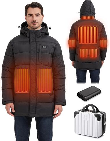 Graphene Men's Heated Jacket with Battery Pack, 8 Heat Zones Heated Coats for Men Outdoor Motorcycle Hiking in Saudi Arabia
