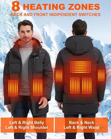 Graphene Men's Heated Jacket with Battery Pack, 8 Heat Zones Heated Coats for Men Outdoor Motorcycle Hiking in Saudi Arabia