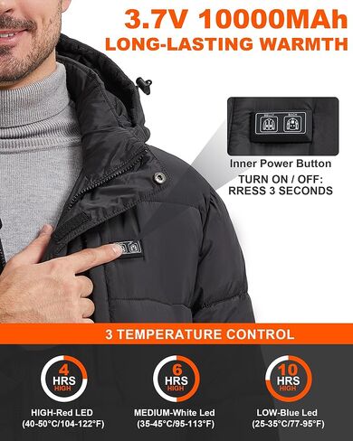 Graphene Men's Heated Jacket with Battery Pack, 8 Heat Zones Heated Coats for Men Outdoor Motorcycle Hiking in Saudi Arabia