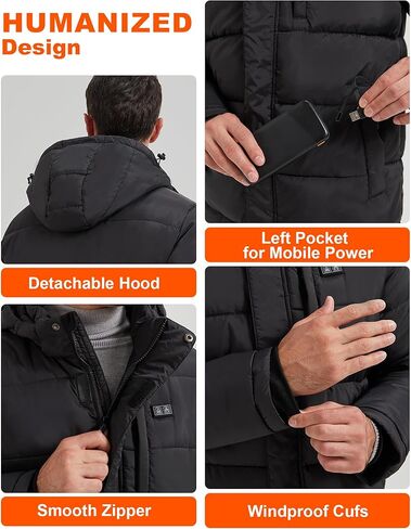 Graphene Men's Heated Jacket with Battery Pack, 8 Heat Zones Heated Coats for Men Outdoor Motorcycle Hiking in Saudi Arabia