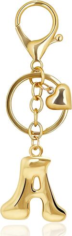 Gold Bubble Heart, Cherry, Bow & More Designs Letter Initial Keychain Bag Charms – Cute Purse Charms for Handbags in Saudi Arabia