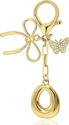 Gold Bubble Heart, Cherry, Bow & More Designs Letter Initial Keychain Bag Charms – Cute Purse Charms for Handbags in Saudi Arabia