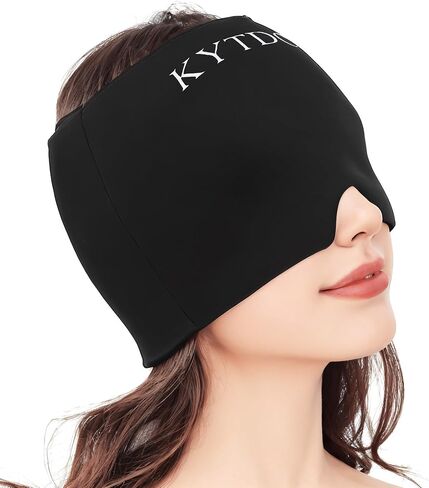 Migraine Relief Cap Gel Ice Head Wrap - Hot & Cold Therapy Soothing Headache Hat Ice Pack Mask, Headache Relief Wrap for Tension, Stress, Hangover&Puffy Eyes (Black, 1PC) in Saudi Arabia