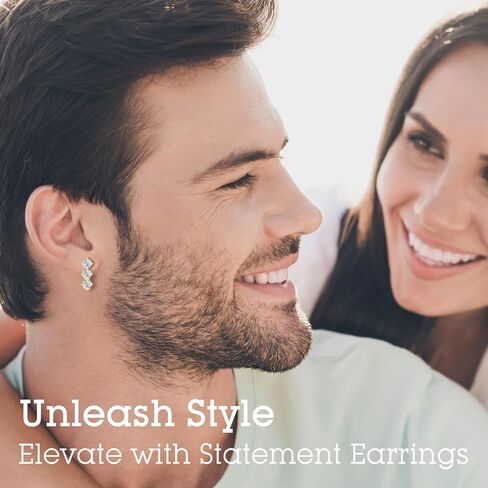 Earrings for Woman Man, Anniversary Birthday Gifts for Wife and Husband, 1.8 carat-3.0 carat 18K Gold Plated Hoop Earrings, Woman's & Unisex Moissanite Earrings, Birthday Gifts for Her in Saudi Arabia