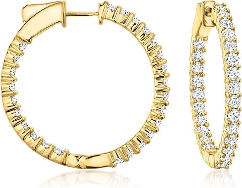 Ross-Simons 2.00 ct. t.w. Diamond Inside-Outside Hoop Earrings in 18kt Gold Over Sterling in Saudi Arabia