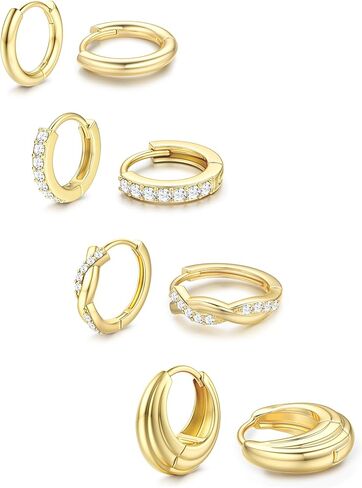 Jstyle Small Hoop Earrings for Women Trendy 14K Gold Plated Huggie Earrings Hypoallergenic Cartilage Earring Stack Huggie Hoops Earring Sets for Multiple Piercing in Saudi Arabia