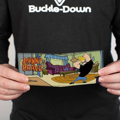 Buckle-Down Johnny Bravo Wallet, Bifold, Johnny Bravo Living Room Flex Pose and Title Logo, Vegan Leather in Saudi Arabia