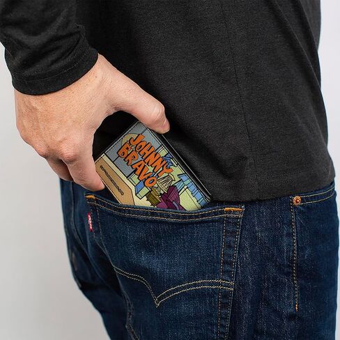 Buckle-Down Johnny Bravo Wallet, Bifold, Johnny Bravo Living Room Flex Pose and Title Logo, Vegan Leather in Saudi Arabia