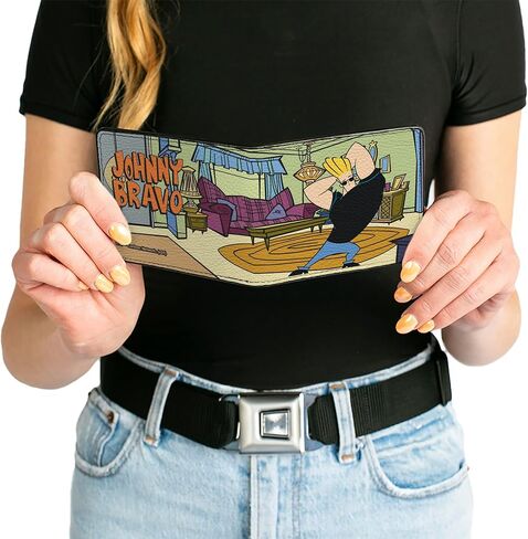 Buckle-Down Johnny Bravo Wallet, Bifold, Johnny Bravo Living Room Flex Pose and Title Logo, Vegan Leather in Saudi Arabia