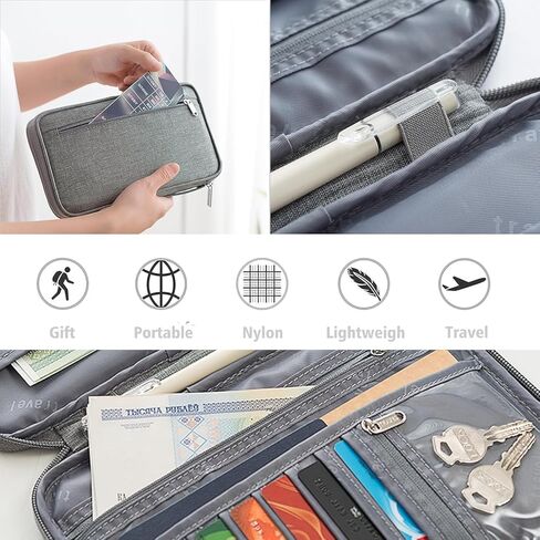 منظم وثائق السفر مع RFID، حامل جواز سفر عائلي، محفظة للنساء والرجال، حافظة محمولة ومقاومة للماء للبطاقات، بطاقة الصعود إلى الطائرة، التذاكر بسحاب ﻿ in Saudi Arabia