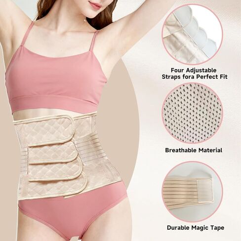 Postpartum Belly Band, C Section Belly Binder Post Partum, Abdominal Binder Post Surgery Girdle, Faja Postparto para Mujer, (Beige,M) in Saudi Arabia