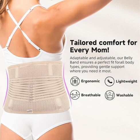 Postpartum Belly Band, C Section Belly Binder Post Partum, Abdominal Binder Post Surgery Girdle, Faja Postparto para Mujer, (Beige,M) in Saudi Arabia
