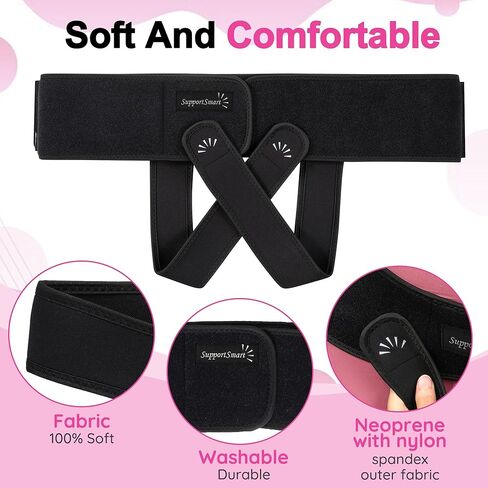 V3 Smart Maternity Belt 4 in 1 - Adjustable Pregnancy, Pelvic, Hip & Vulva Support Belt, Comfortable Belly Band for Prenatal & Postpartum Relief, Soft & Breathable Fabric - Black in Saudi Arabia