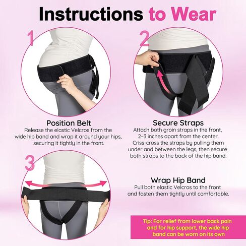V3 Smart Maternity Belt 4 in 1 - Adjustable Pregnancy, Pelvic, Hip & Vulva Support Belt, Comfortable Belly Band for Prenatal & Postpartum Relief, Soft & Breathable Fabric - Black in Saudi Arabia