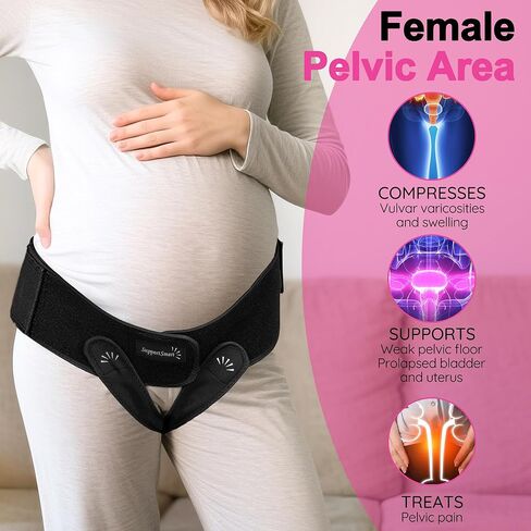 V3 Smart Maternity Belt 4 in 1 - Adjustable Pregnancy, Pelvic, Hip & Vulva Support Belt, Comfortable Belly Band for Prenatal & Postpartum Relief, Soft & Breathable Fabric - Black in Saudi Arabia