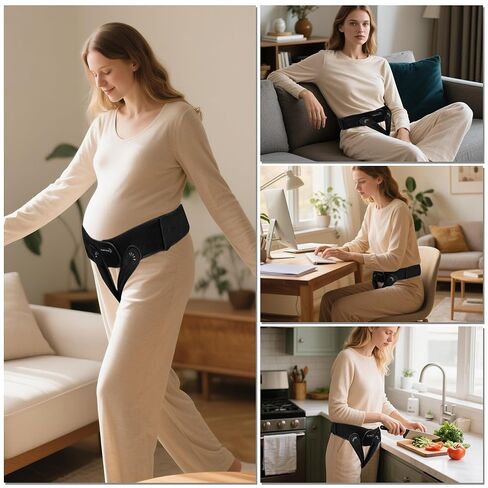 V3 Smart Maternity Belt 4 in 1 - Adjustable Pregnancy, Pelvic, Hip & Vulva Support Belt, Comfortable Belly Band for Prenatal & Postpartum Relief, Soft & Breathable Fabric - Black in Saudi Arabia