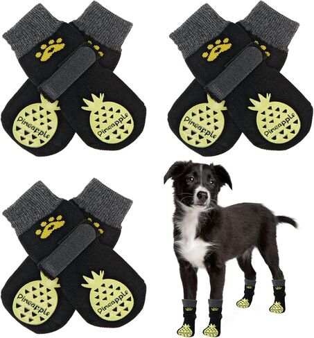 BEAUTYZOO Anti-Slip Dog Socks,Dog Shoes for Hot/Cold Pavement,Paw Protectors with Grips 3 Pairs for Puppy Small Medium Large Senior Old Dogs,Dog Socks to Prevent Licking and Hardwood Floor Protection in Saudi Arabia