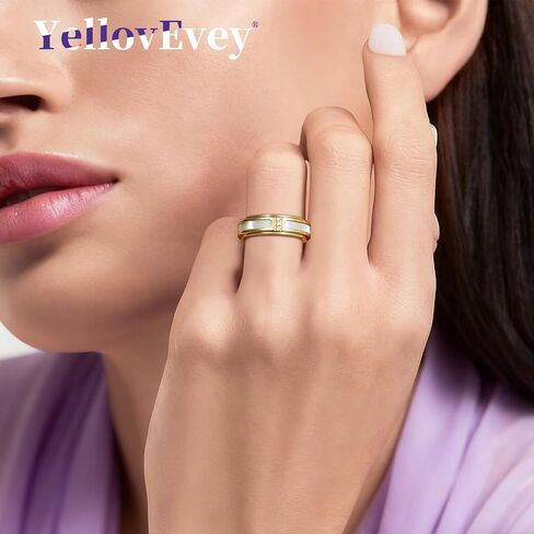 Fidget Spinner Ring for Women:18K Gold Plated Stainless Steel with Mother of Pearl Shell & Cubic Zirconia, Anxiety Relief Spinning Jewelry Gift for Birthday Wedding Engagement Anniversary in Saudi Arabia