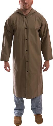 Tingley Magnaprene C12148 Waterproof Coat With Storm Fly Front, Attached Hood and Inner Cuffs, 48-Inch Length, XL, Olive Drab in Saudi Arabia