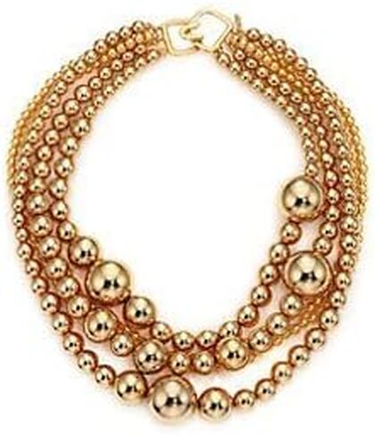KENNETH JAY LANE, 5 Row Multi-SIze Beaded Necklace, Choose: Pearl, Gray Pearl, or Gold in Saudi Arabia